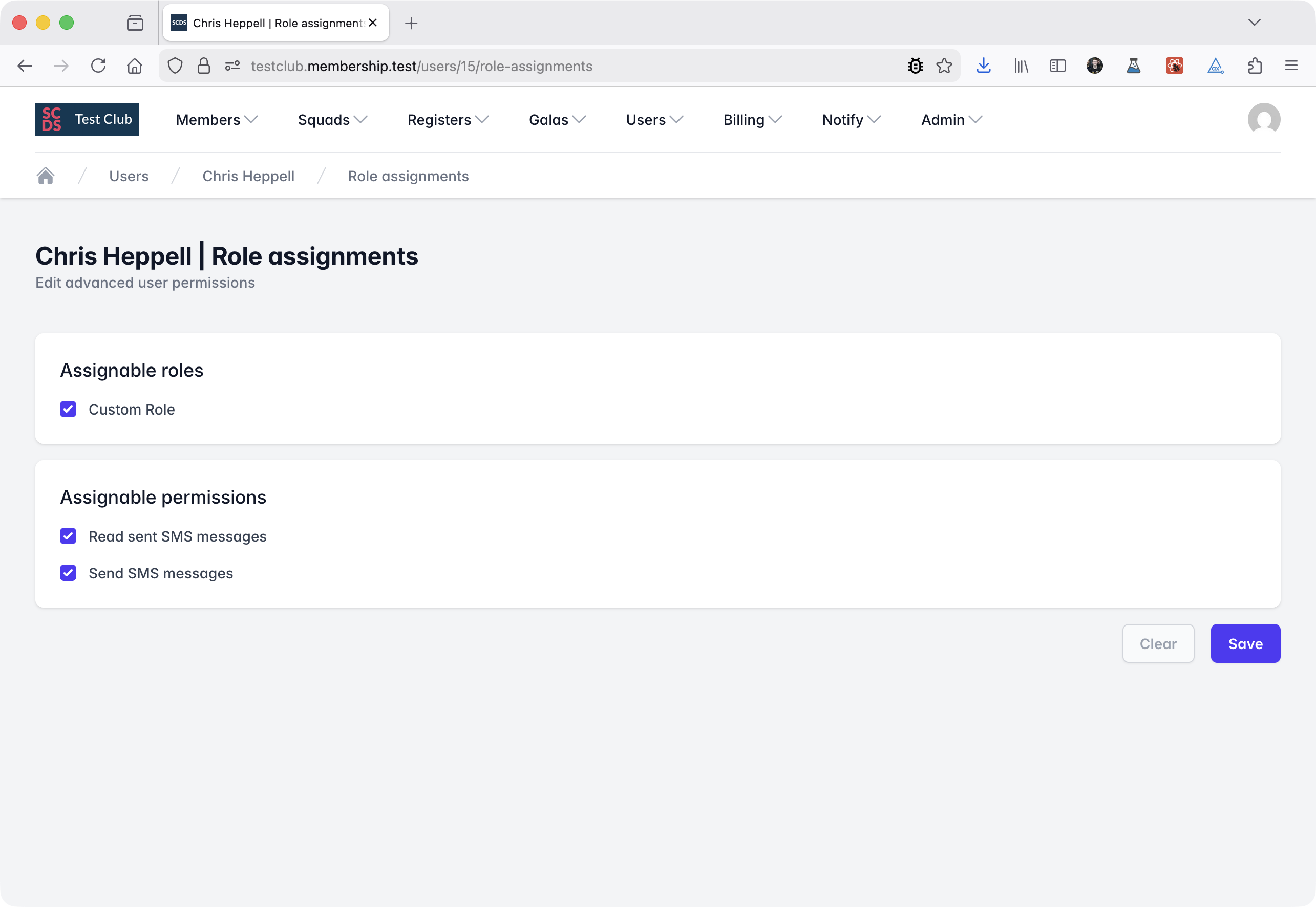 Role
assignments page screenshot Screenshot of the Role assignments page